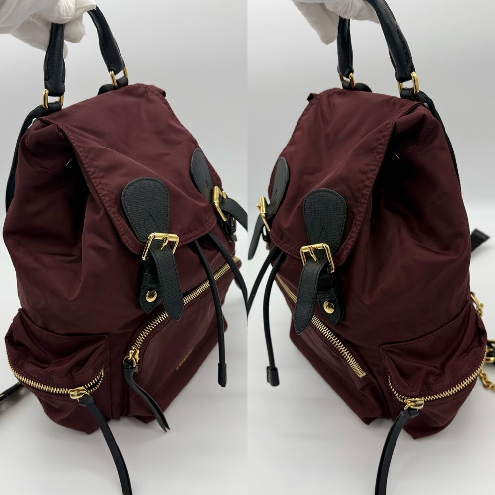 Authentic Burberry Burgundy nylon backpack - Picture 6 of 16